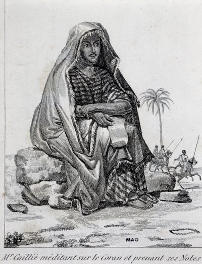 Rene Caillie (1799-1838), arab ruhát viselő felfedező, a Koránról elmélkedik. alkotó: Unbekannt Unbekannt