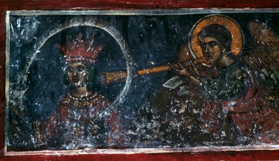 Szent kürtöl, freskó az Agios Ioannis Prodromos templomban, Margaritesz, Kréta, Görögország (fotó) alkotó: Unbekannt Unbekannt