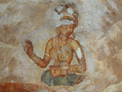 Srí Lanka, lányok freskója a Sigiriya régészeti komplexumban (UNESCO Világörökségi Lista alkotó: Unbekannt Unbekannt