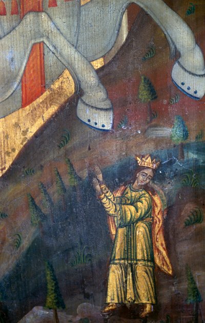 Szent György és Sárkány, fa panel részlete Agia Paraskevi templomban, Anisaraki, Kréta, Görögország (fotó) alkotó: Unbekannt Unbekannt