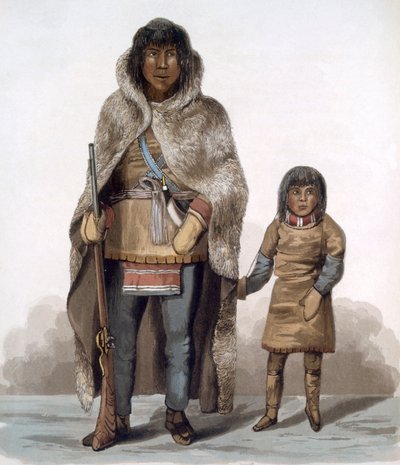 Akaitcho és fia portréja, 1824 alkotó: Lieutenant Hood