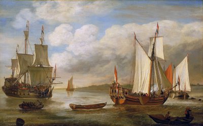 Holland hajók sokasága: vitorlások, hajók és uszályok. Lieve Pietersz Verschuier (1630-1686) olaj, vászon. alkotó: Lieve Verschuier