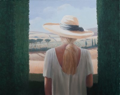 Lány, hátulnézet, Toszkána, 2012 (akril, vászon) alkotó: Lincoln Seligman