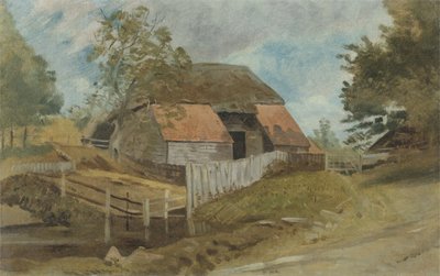 Old Barn, 1855 körül (olaj, panel) alkotó: Lionel Constable