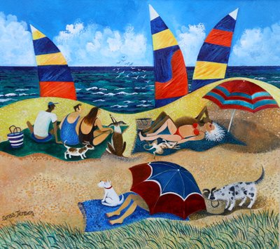 Bathing Belles II, 2018 (akril, papír) alkotó: Lisa Graa Jensen
