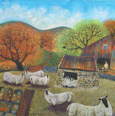 Sheep Hut, 2022 (akril vászonra) alkotó: Lisa Graa Jensen