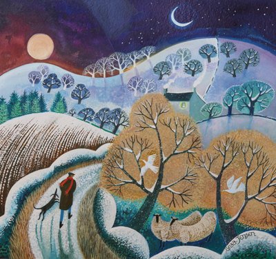 Snowy Winter Walk, 2017, (akrilfestékek papíron) alkotó: Lisa Graa Jensen