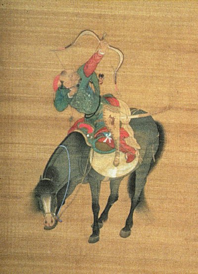 Kublai kán (1214-94) Vadászat (részletek), Jüan-dinasztia (tinta és szín a selyemen) (lásd: 150417) alkotó: Liu Kuan tao