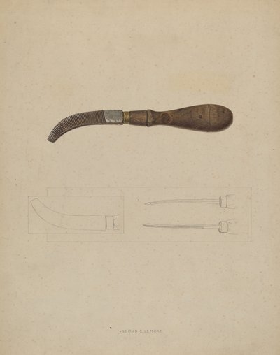 Fából készült akasztóreszelő, c. 1937. alkotó: Lloyd Charles Lemcke