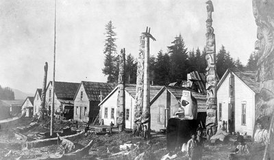 Indian Village, Howkan, Alaszka, 1896 alkotó: Lloyd Valentine and Pond, Edwin Percy Winter