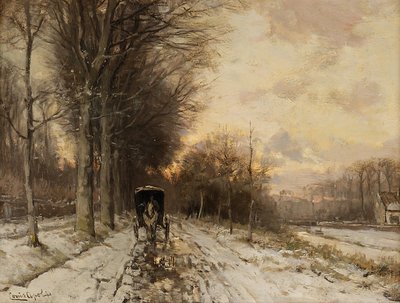 Lovas kocsi havas úton (olaj, tábla) alkotó: Lodewijk Frederik Hendrik (1850-1936) Apol