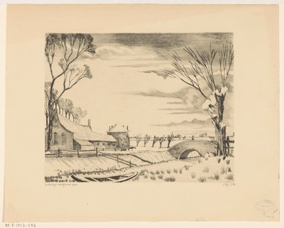 Farm a téli tájon Hiver és Hollande III (eredeti cím) alkotó: Lodewijk Schelfhout (signed by artist)
