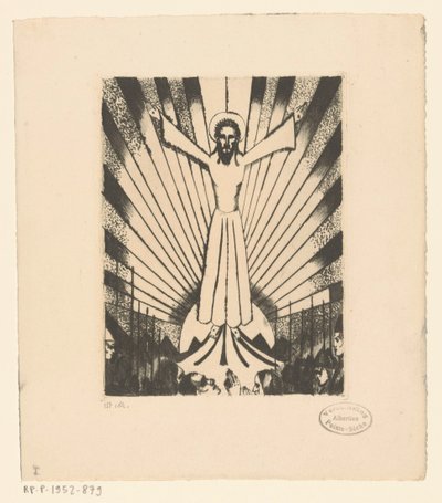 Krisztus kitárt karokkal dombos tájon alkotó: Lodewijk Schelfhout (signed by artist)