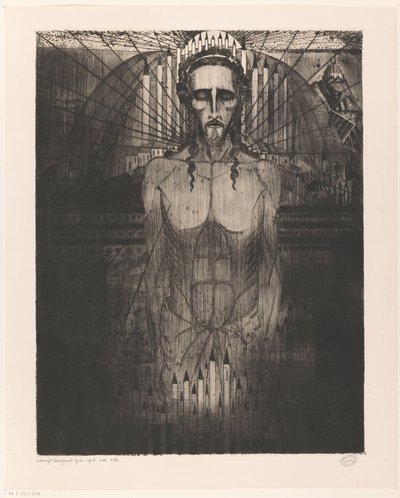 Krisztus a katedrálisok közepén Les Cathédrales (eredeti cím) alkotó: Lodewijk Schelfhout (signed by artist)