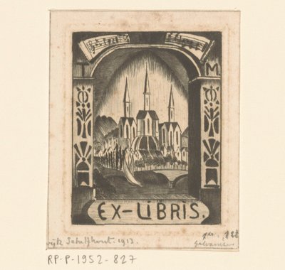 Ex libris T. Mengelberg alkotó: Lodewijk Schelfhout (signed by artist)