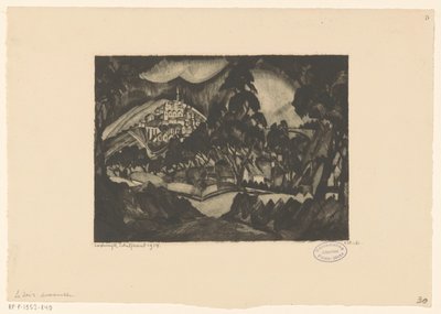 Dombos táj fákkal és épületekkel Le Soir (eredeti cím az objektumon) alkotó: Lodewijk Schelfhout (signed by artist)