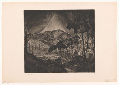 Dombos táj iparral Evolution (eredeti cím) alkotó: Lodewijk Schelfhout (signed by artist)