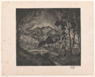 Dombos táj iparral Evolúció (eredeti cím az objektumon) alkotó: Lodewijk Schelfhout (signed by artist)