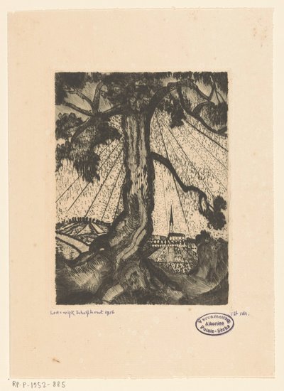 Dombos táj településsel Le Village I (eredeti cím) alkotó: Lodewijk Schelfhout (signed by artist)