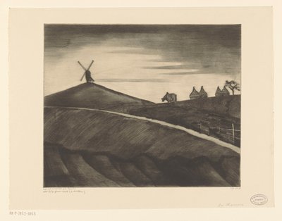 Dombos táj szántó ökörrel Etikhove közelében La Charrue (eredeti cím) alkotó: Lodewijk Schelfhout (signed by artist)