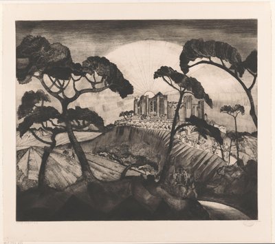 Vár egy dombon Le Château II (eredeti cím) alkotó: Lodewijk Schelfhout (signed by artist)