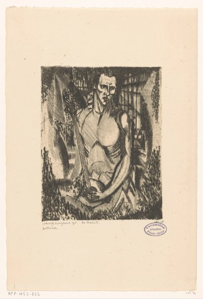 Muzikant La Crainte (eredeti cím a tárgyon) alkotó: Lodewijk Schelfhout (signed by artist)
