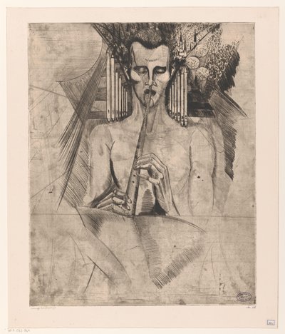 Meztelen férfi furulyázik La Musique (eredeti cím) alkotó: Lodewijk Schelfhout (signed by artist)