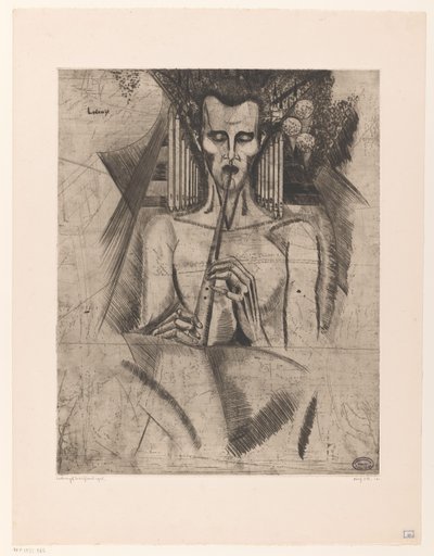 Meztelen férfi furulyázik La Musique (eredeti cím) alkotó: Lodewijk Schelfhout (signed by artist)