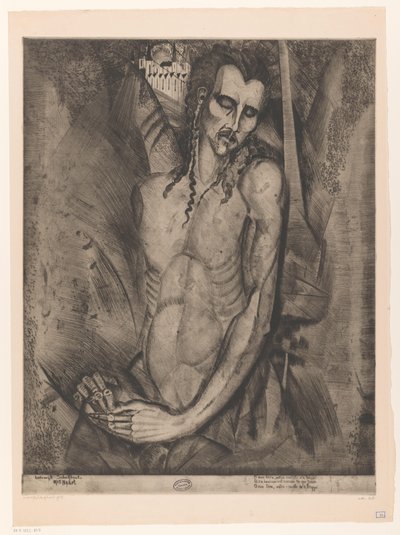 Meztelen férfi csukott szemmel Le Martyr (eredeti cím) alkotó: Lodewijk Schelfhout (signed by artist)