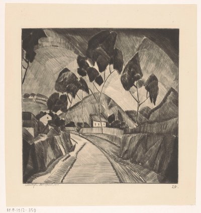 Út dombos tájon Le Chemin (eredeti cím) alkotó: Lodewijk Schelfhout (signed by artist)
