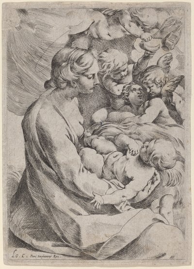 Madonna és gyermeke angyalokkal alkotó: Lodovico Carracci