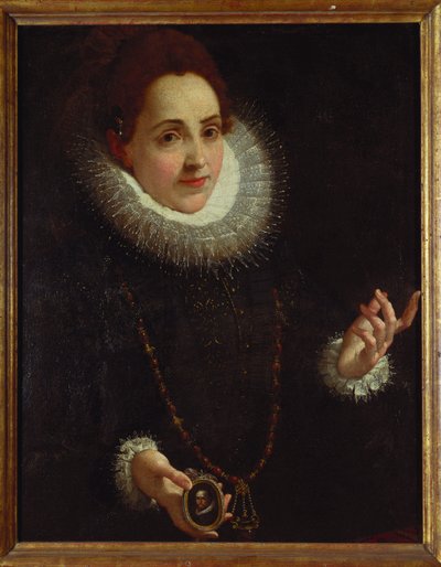 Portré egy hölgyről, aki egy úriember portréját tartja alkotó: Lodovico Carracci
