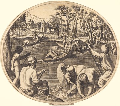 Horgász jelenet alkotó: Léon Davent after Francesco Primaticcio