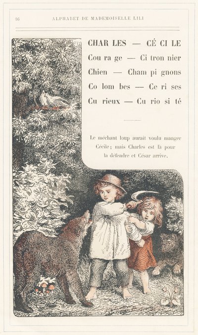 Charles, Cecile, Bátorság, Citromfa, Kutya, Gomba, Galambok, Cseresznye, Kíváncsi, Kuriózum, 16. oldal - Ábécé Lili kisasszony, L. Froelich és egy apuka (maga Hetzel) által. Bibliotheque  Magasin d