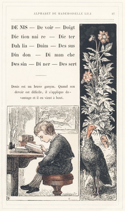 Denis, Duty, Finger, Dictionary, Dicter, Dahlia, Suede, Top, Turkey, Sunday, Drawing, Dinner, Desszert, 17. oldal - Ábécé Lili kisasszonytól, L. Froelich-től és egy apukától (maga Hetzel). Bibliotheque  Magasin d