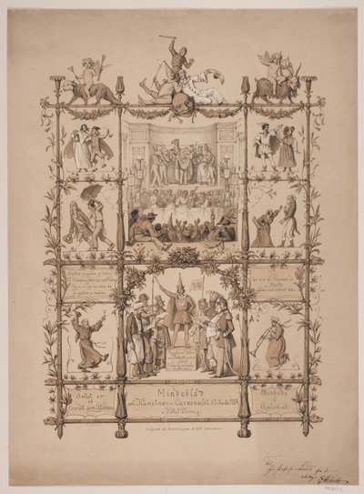 Emléklap az 1854. március 3-i művészkarneválról alkotó: Lorenz Frølich
