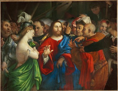 Le Christ et la femme adultere - Krisztus és a házasságtörő nő ... alkotó: Lorenzo (workshop of) Lotto