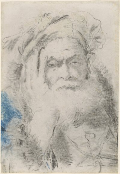 Egy szakállas öregember fejét a kezére támasztja alkotó: Lorenzo Baldissera Tiepolo