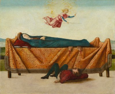 The Miracle of the Catafalque (B panel), 1500-1506 körül (tempera a panelen) alkotó: Lorenzo Costa