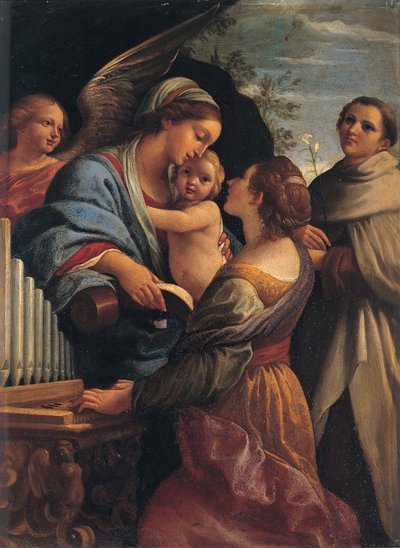 Olasz: Madonna a gyermekkel és Szent Cecília és Szent Albert Madonna a gyermekkel, Szent Cecília és Szent Albert alkotó: Lorenzo Garbieri