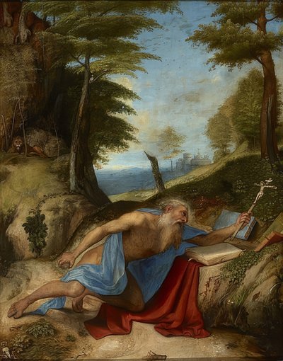 A bűnbánó Szent Jeromos. 1513 körül alkotó: Lorenzo Lotto