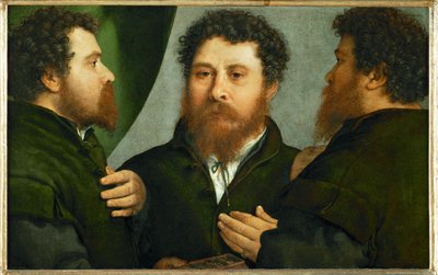 Aranykovács portréja három nézetben (festmény, vászon) alkotó: Lorenzo Lotto
