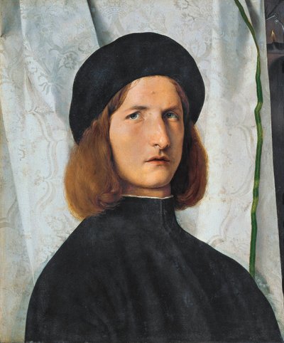 Fiatal férfi portréja lámpával, 1508 alkotó: Lorenzo Lotto