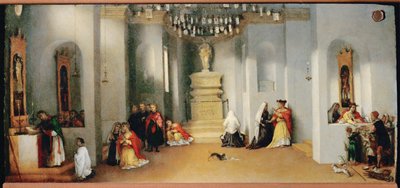 Szent Lucia Szent Ágota sírjánál, imádkozik
édesanyja gyógyulásáért (fára festett kép) alkotó: Lorenzo Lotto