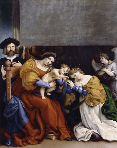 Szent Katalin misztikus házassága az adományozó Niccolò Bonghival, 1523. alkotó: Lorenzo Lotto