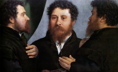 Egy aranyműves hármas portréja (Bartolomeo Carpan) alkotó: Lorenzo Lotto