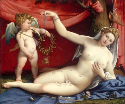 Vénusz és Ámor, 1525 körül (olaj, vászon) alkotó: Lorenzo Lotto
