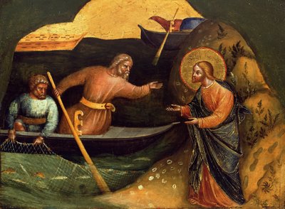 Péter és András apostolok elhívása Predella Panel, 1370 körül. alkotó: Lorenzo Veneziano