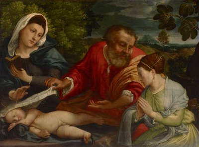 A Szent Család Donatrixszal Alexandriai Szent Katalinként, 1540-1545 alkotó: Lorenzo attr. to Lotto