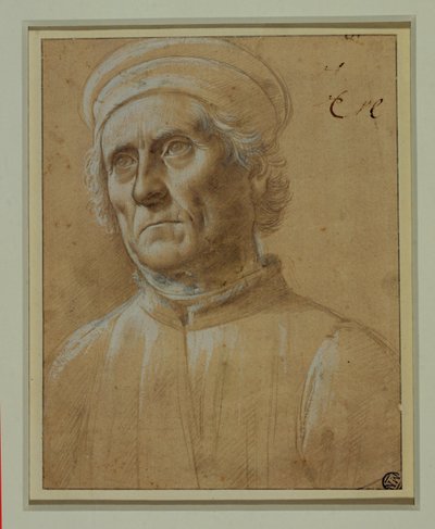 Mellszobor egy idős férfi kerek sapkával ... alkotó: Lorenzo di Credi